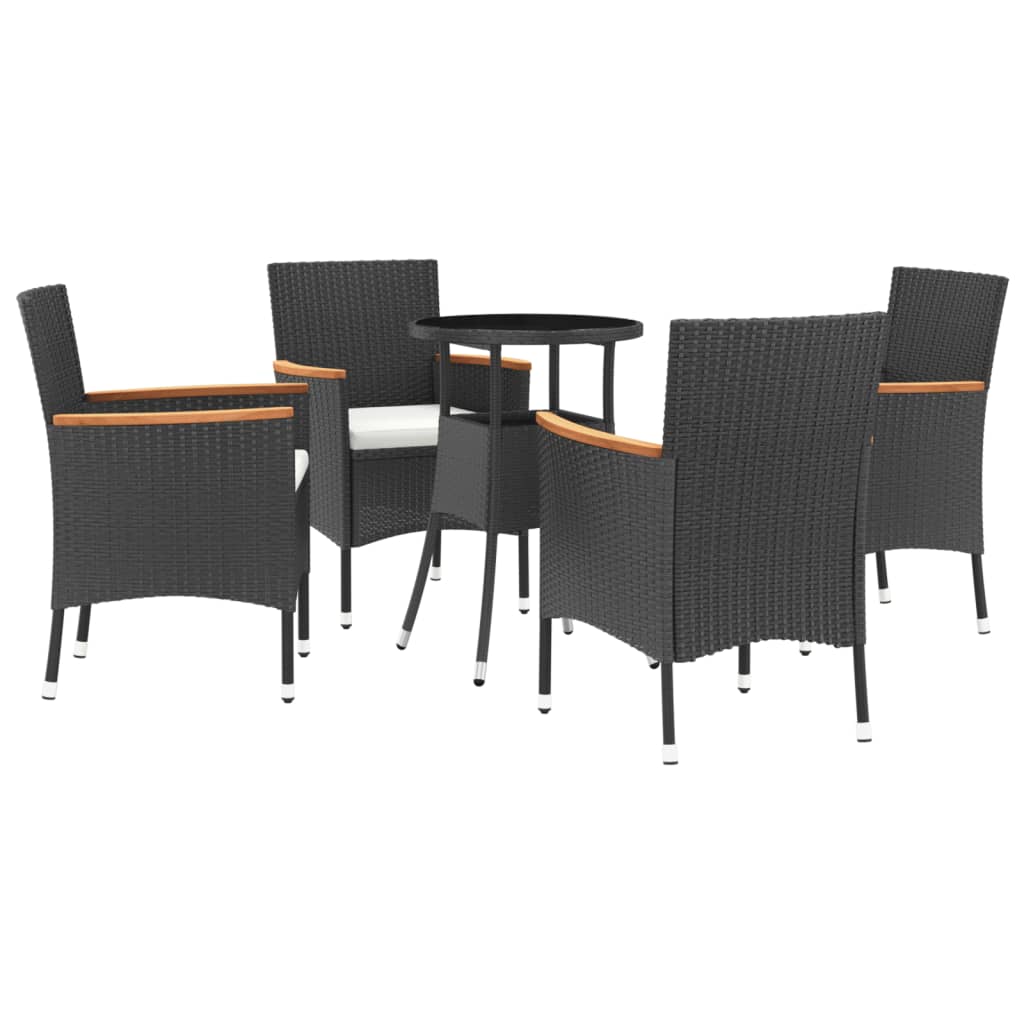 Σετ Επίπλων Bistro Κήπου 5 τεμ Μαύρο Συνθετ. Ρατάν με Μαξιλάρια