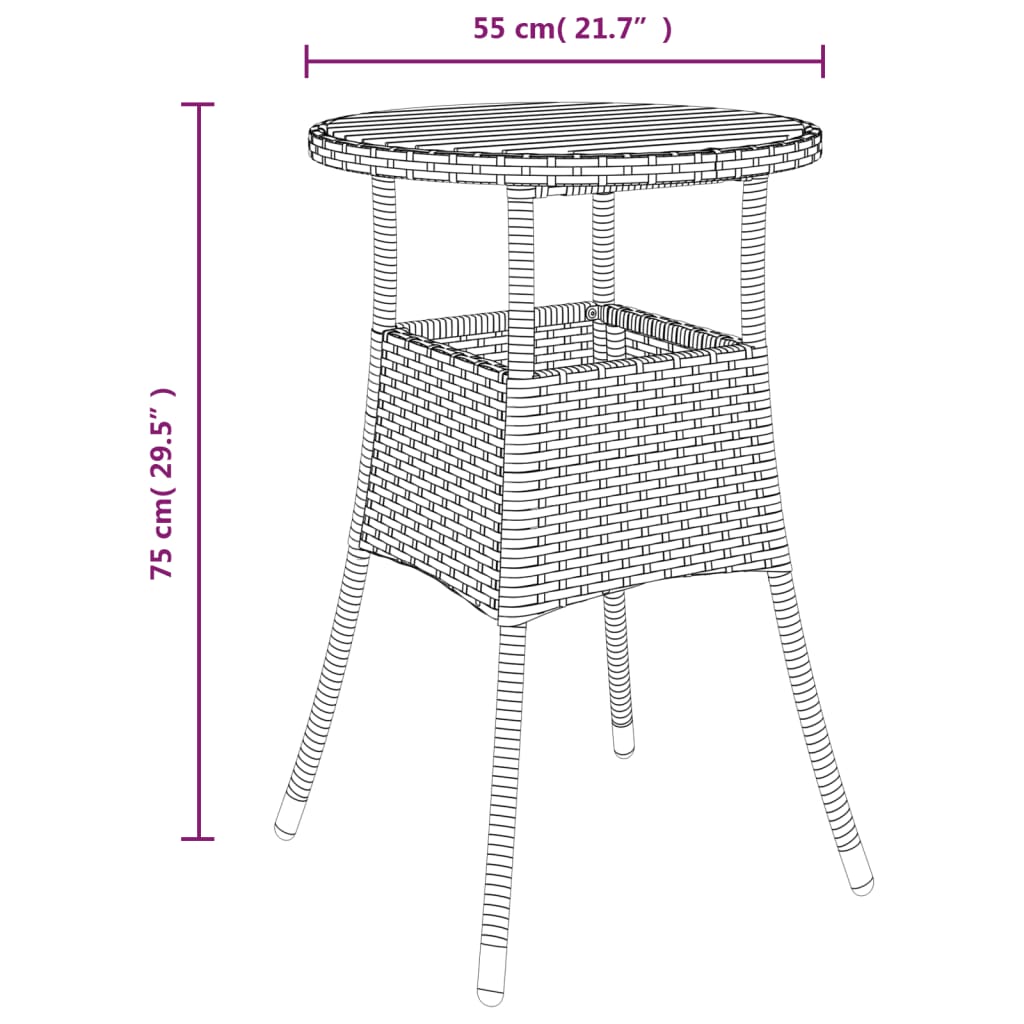 Σετ Επίπλων Bistro Κήπου 5 τεμ. Γκρι Συνθετ. Ρατάν με Μαξιλάρια