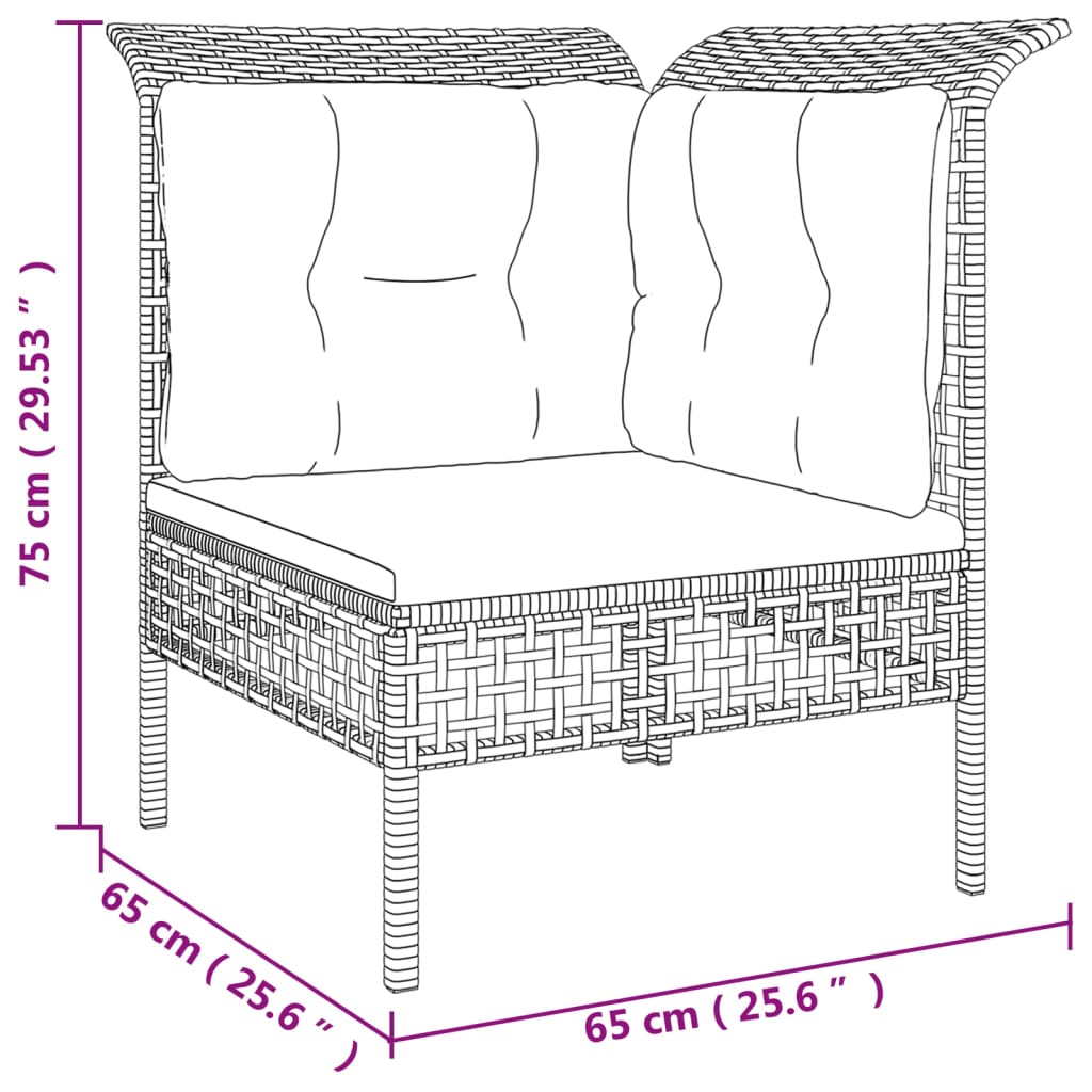 Σαλόνι Κήπου 8 Τεμαχίων Γκρι από Συνθετικό Ρατάν με Μαξιλάρια
