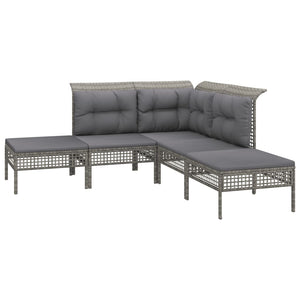 Σαλόνι Κήπου 7 Τεμαχίων Γκρι από Συνθετικό Ρατάν με Μαξιλάρια