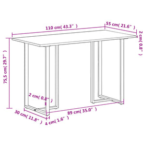 Τραπεζαρία 110 x 55 x 75,5 εκ. από Μασίφ Ξύλο Μάνγκο - Pakobazaar