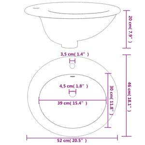 Νιπτήρας Μπάνιου Οβάλ Λευκός 52 x 46 x 20 εκ. Κεραμικός - Pakobazaar