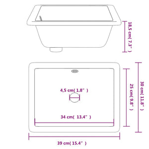Νιπτήρας Μπάνιου Ορθογώνιος Λευκός 39x30x18,5 εκ. Κεραμικός
