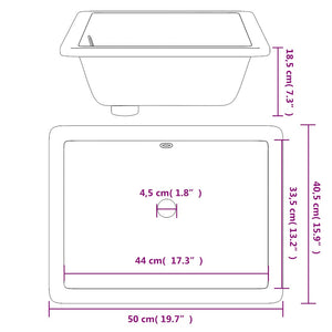 Νιπτήρας Μπάνιου Ορθογώνιος Λευκός 50x40,5x18,5 εκ. Κεραμικός