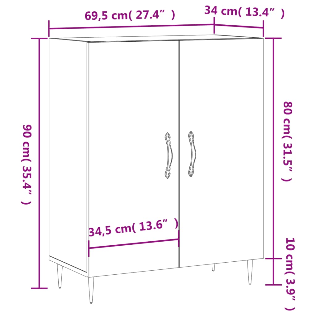 Ντουλάπι Καφέ Δρυς 69,5 x 34 x 90 εκ. Επεξεργασμένο Ξύλο