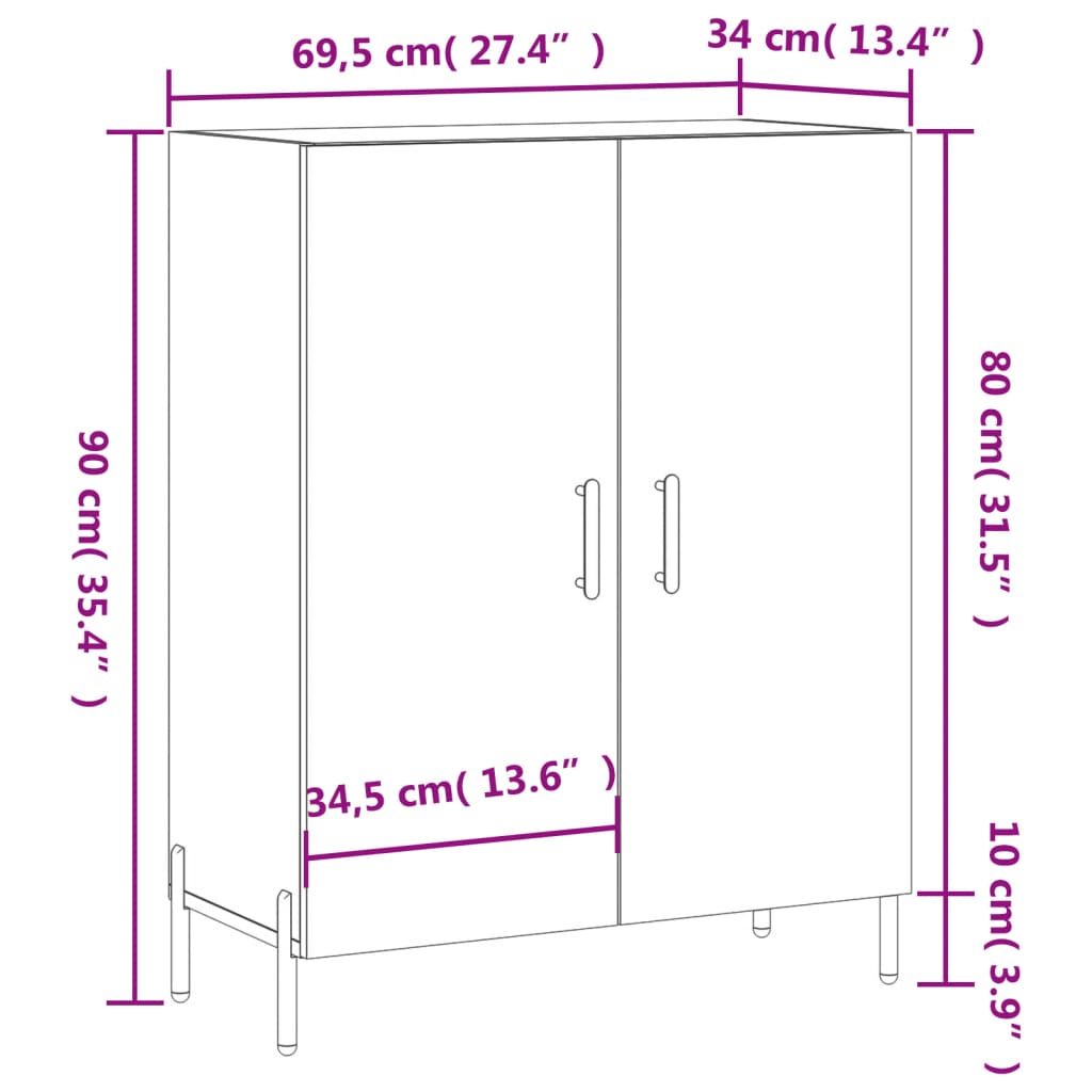 Ντουλάπι Γκρι Sonoma 69,5 x 34 x 90 εκ. από Επεξεργασμένο Ξύλο - Pakobazaar