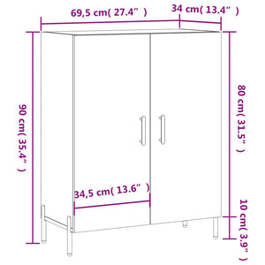 Ντουλάπι Γκρι Sonoma 69,5 x 34 x 90 εκ. από Επεξεργασμένο Ξύλο - Pakobazaar