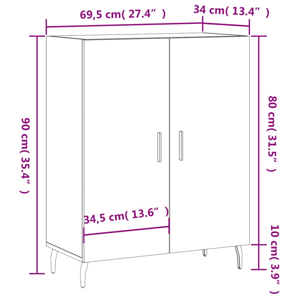 Ντουλάπι Sonoma Δρυς 69,5 x 34 x 90 εκ. από Επεξεργασμένο Ξύλο - Pakobazaar