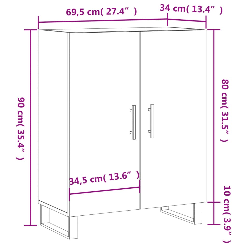 Ντουλάπι Καφέ Δρυς 69,5 x 34 x 90 εκ. Επεξεργασμένο Ξύλο