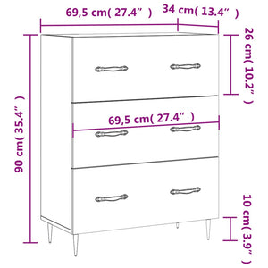 Ντουλάπι Γκρι Sonoma 69,5 x 34 x 90 εκ. από Επεξεργασμένο Ξύλο