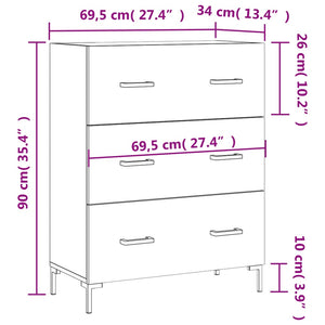 Ντουλάπι Καφέ Δρυς 69,5 x 34 x 90 εκ. Επεξεργασμένο Ξύλο