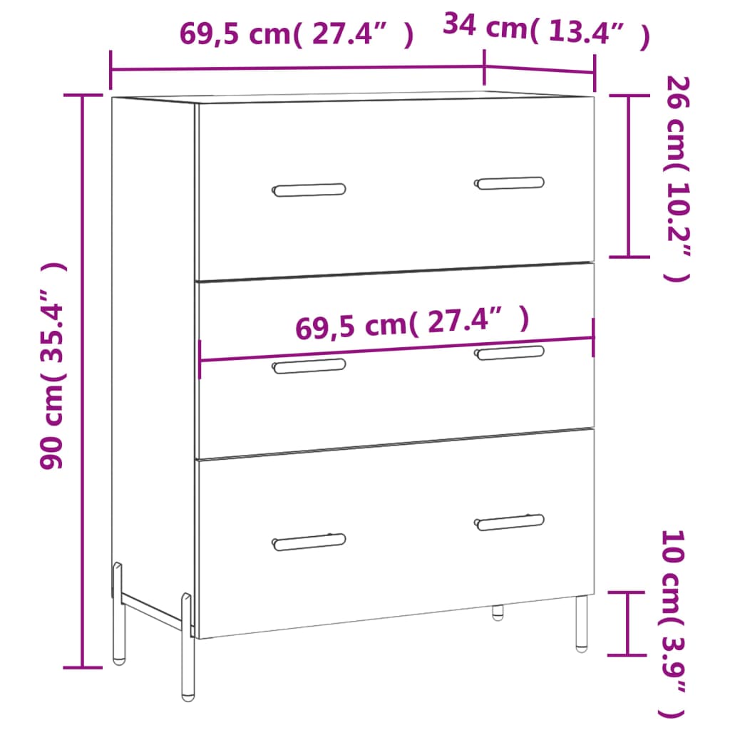 Ντουλάπι Καπνιστή Δρυς 69,5 x 34 x 90 εκ. Επεξεργασμένο Ξύλο
