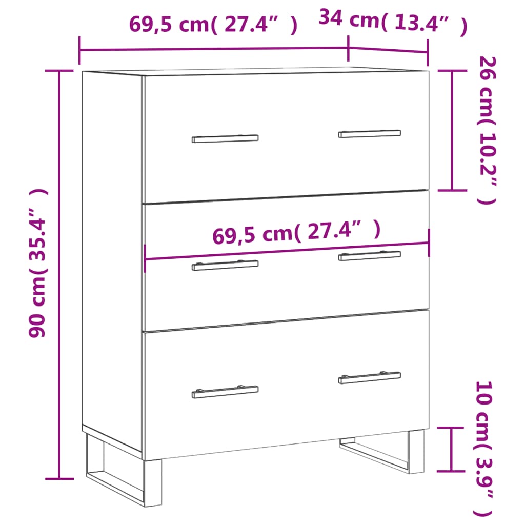 Ντουλάπι Καφέ Δρυς 69,5 x 34 x 90 εκ. Επεξεργασμένο Ξύλο