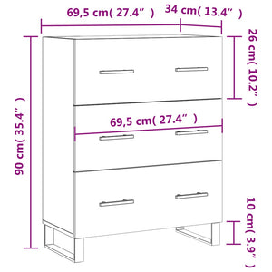 Ντουλάπι Καφέ Δρυς 69,5 x 34 x 90 εκ. Επεξεργασμένο Ξύλο