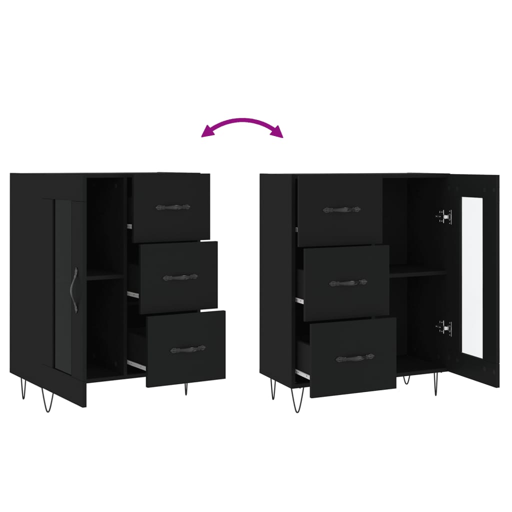 Συρταριέρα Μαύρη 69,5 x 34 x 90 εκ. από Επεξεργασμένο Ξύλο