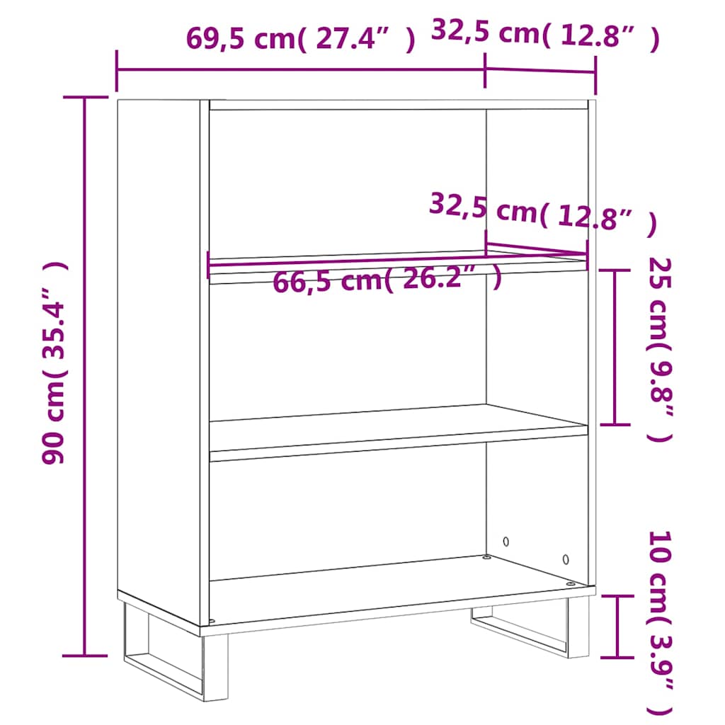 Ραφιέρα Γκρι Sonoma 69,5 x 32,5 x 90 εκ. από Επεξεργασμένο Ξύλο - Pakobazaar