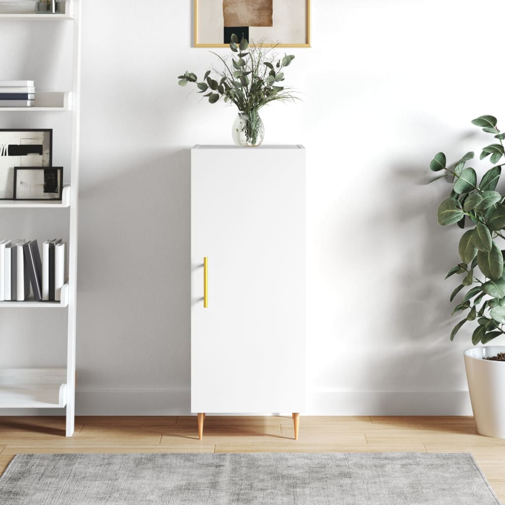 Ντουλάπι Γυαλιστερό Λευκό 34,5x34x90 εκ. Επεξεργασμένο Ξύλο