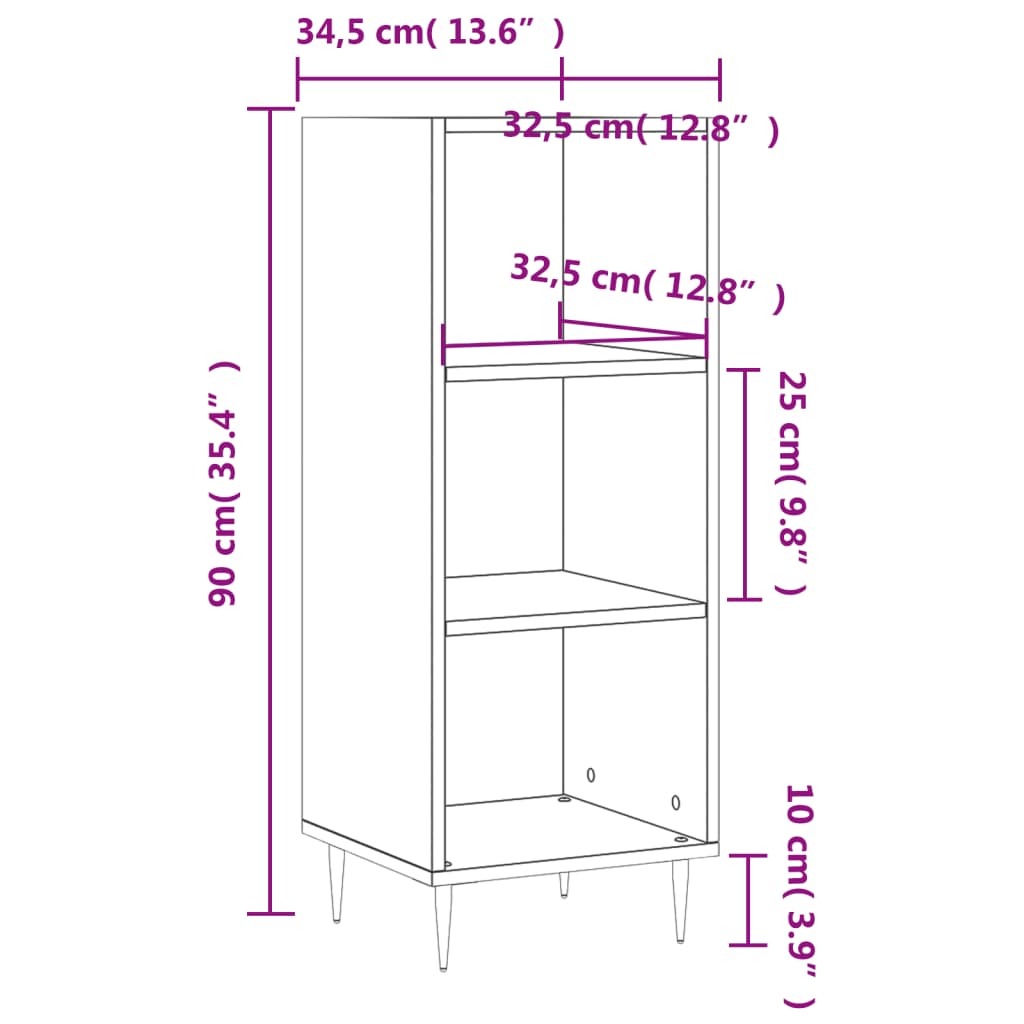 Ντουλάπι Λευκό 34,5x32,5x90 εκ. Επεξεργασμένο Ξύλο
