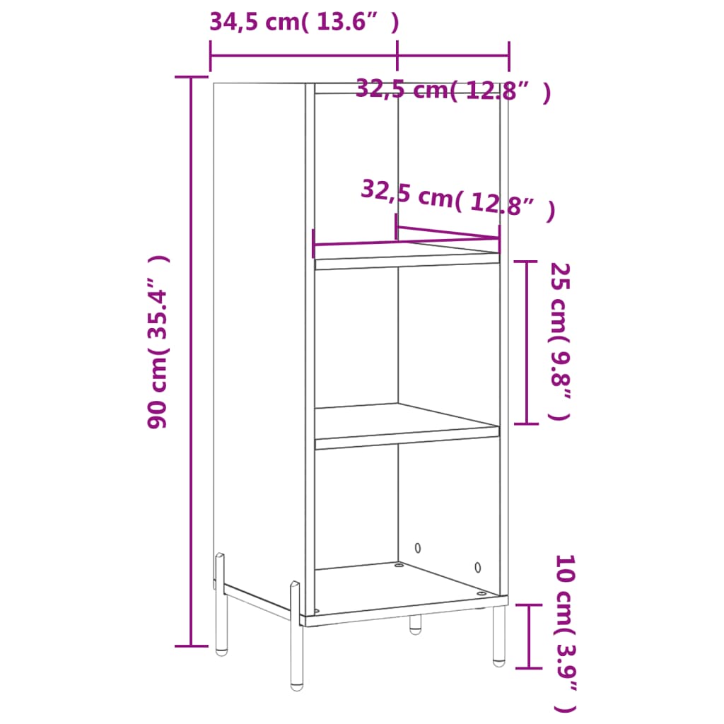 Ντουλάπι Καφέ Δρυς 34,5x32,5x90 εκ. Επεξεργασμένο Ξύλο