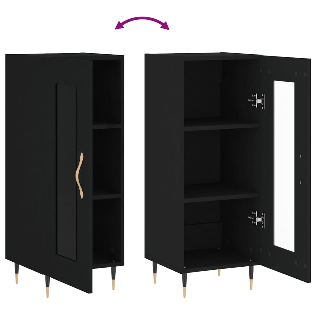 Ντουλάπι Μαύρο 34,5 x 34 x 90 εκ. από Επεξεργασμένο Ξύλο - Pakobazaar