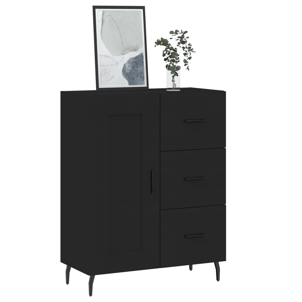 Συρταριέρα Μαύρη 69,5 x 34 x 90 εκ. από Επεξεργασμένο Ξύλο