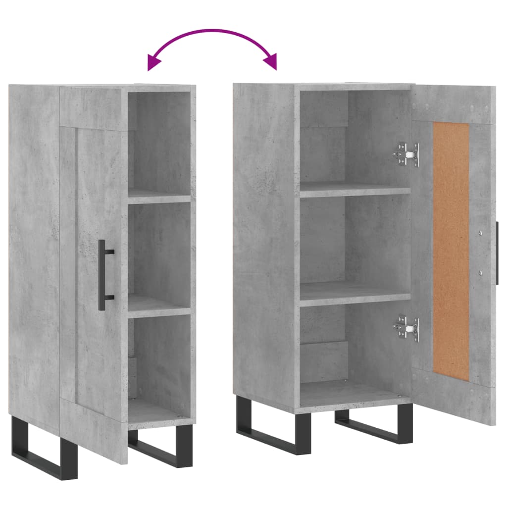 Ντουλάπι Γκρι Σκυροδέματος 34,5x34x90 εκ. Επεξεργασμένο Ξύλο - Pakobazaar