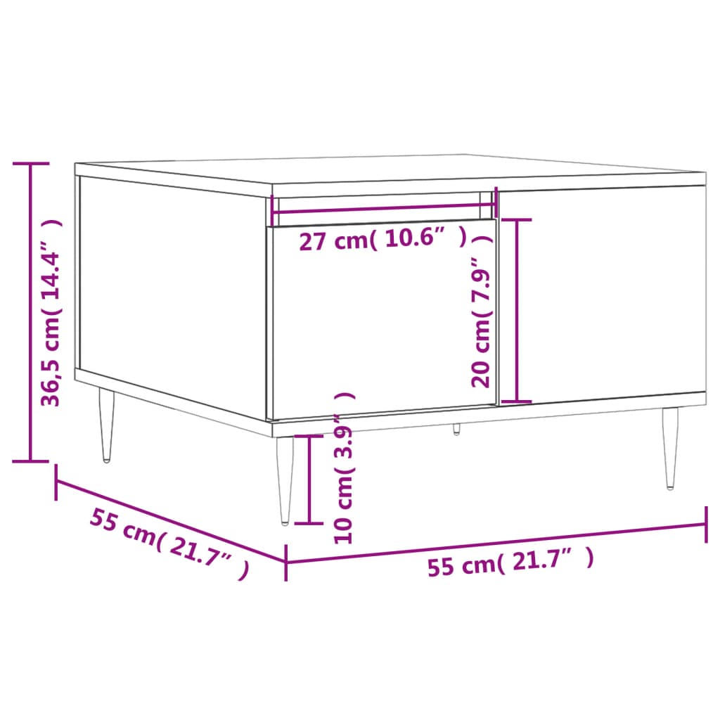 Τραπεζάκι Σαλονιού Sonoma Δρυς 55x55x36,5εκ. Επεξεργασμένο Ξύλο