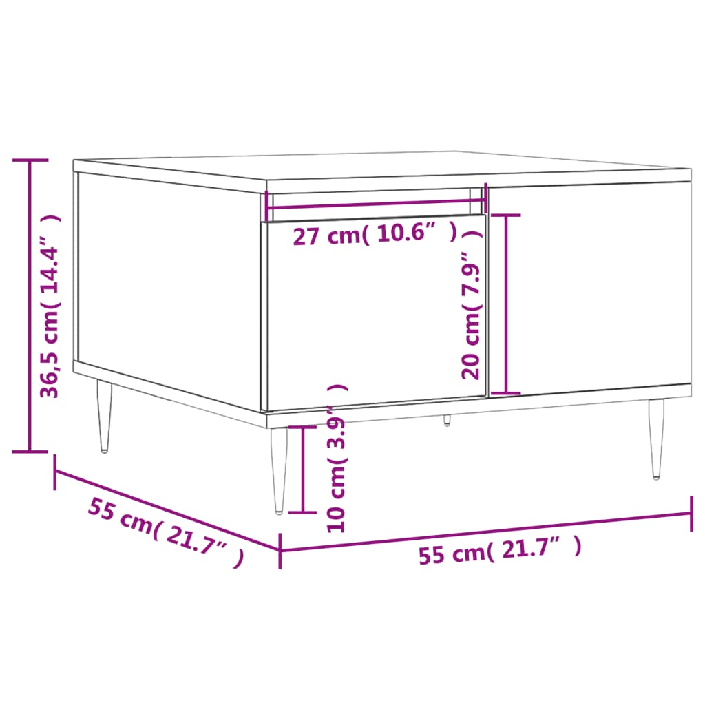 Τραπεζάκι Σαλονιού Γκρι Sonoma 55x55x36,5εκ. Επεξεργασμένο Ξύλο