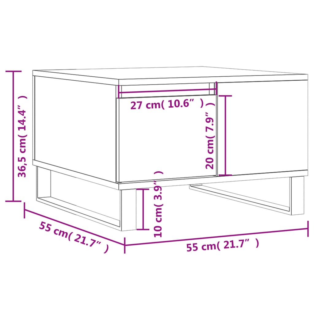 Τραπεζάκι Σαλονιού Γκρι Sonoma 55x55x36,5εκ. Επεξεργασμένο Ξύλο - Pakobazaar