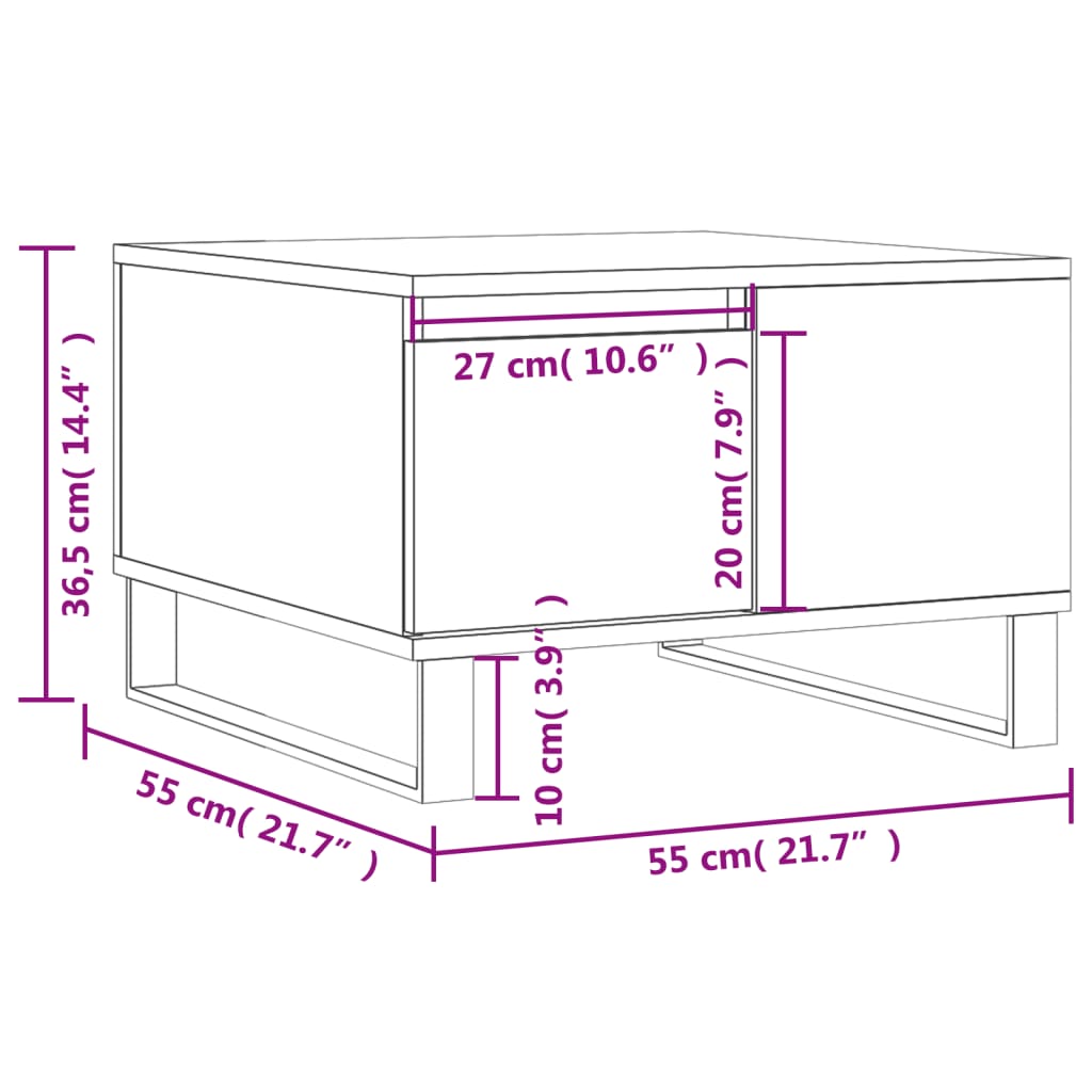 Τραπεζάκι Σαλονιού Καφέ Δρυς 55x55x36,5 εκ. Επεξεργασμένο Ξύλο