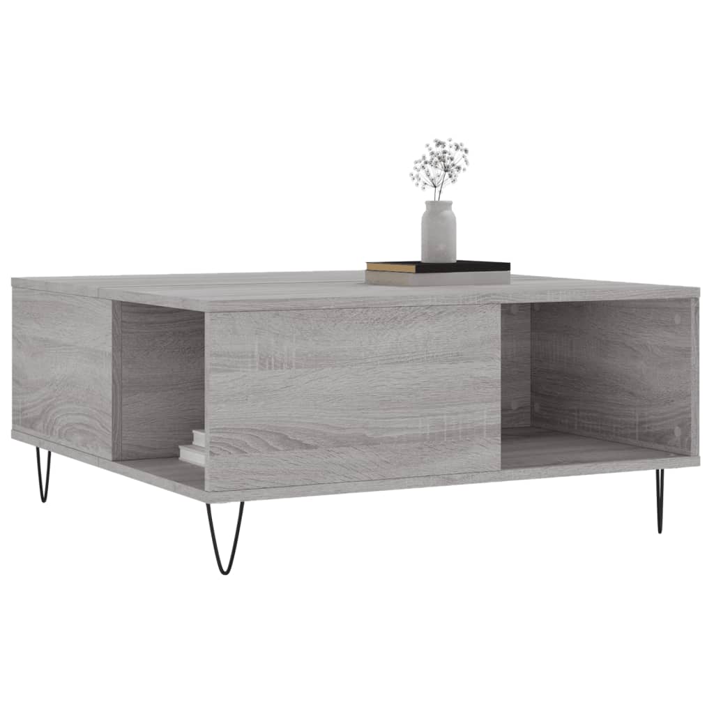Τραπεζάκι Σαλονιού Γκρι Sonoma 80x80x36,5εκ. Επεξεργασμένο Ξύλο - Pakobazaar