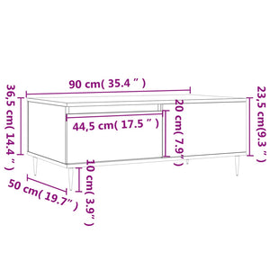 Τραπεζάκι Σαλονιού Καφέ Δρυς 90x50x36,5 εκ. Επεξεργασμ. Ξύλο