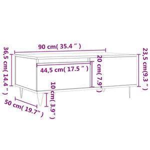 Τραπεζάκι Σαλονιού Μαύρο 90x50x36,5 εκ. Επεξεργασμ. Ξύλο - Pakobazaar