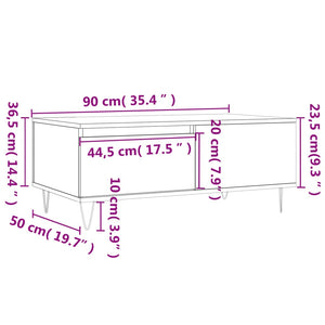 Τραπεζάκι Σαλονιού Γκρι Sonoma 90x50x36,5εκ. Επεξεργασμένο Ξύλο