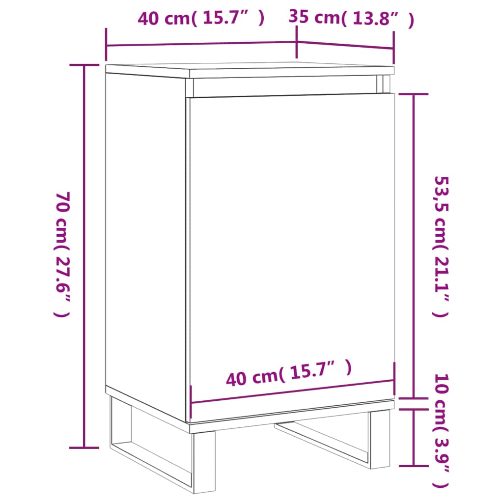 Συρταριέρα Μαύρη 40 x 35 x 70 εκ. από Επεξεργασμένο Ξύλο - Pakobazaar