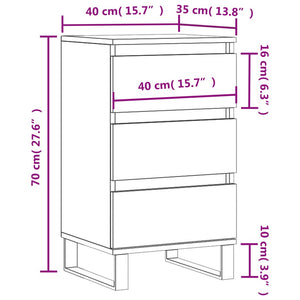 Συρταριέρα Καφέ Δρυς 40 x 35 x 70 εκ. από Επεξεργασμένο Ξύλο