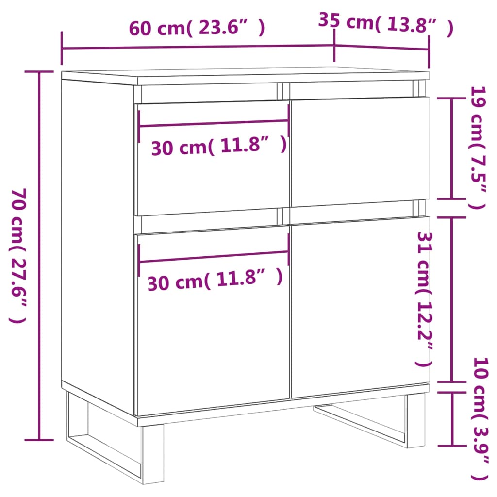 Ντουλάπι Μαύρο 60x35x70 εκ. από Επεξεργασμένο Ξύλο