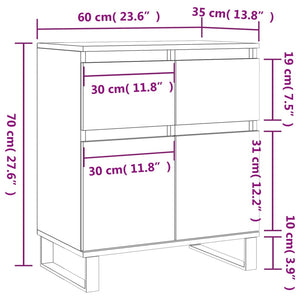 Ντουλάπι Γκρι Σκυροδέματος 60x35x70 εκ. Επεξεργασμένο Ξύλο