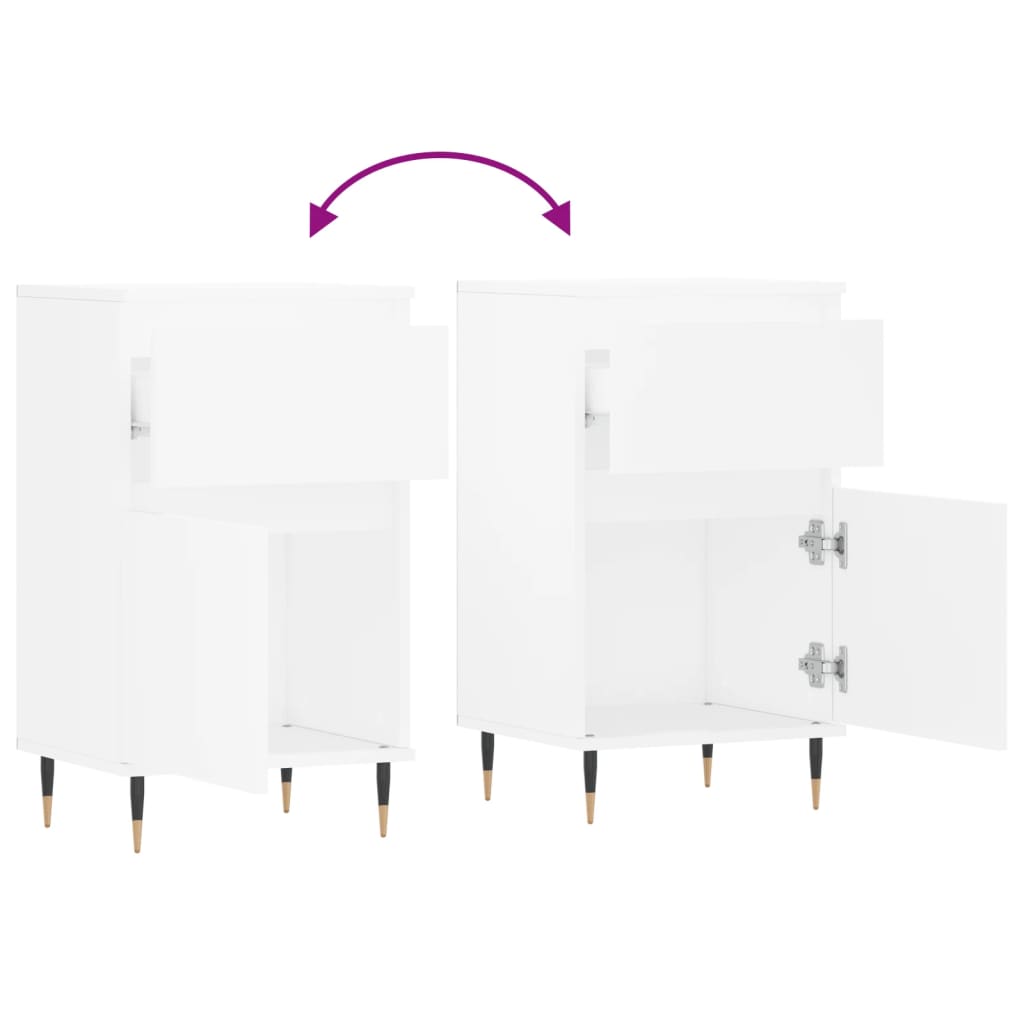 Ντουλάπια 2 τεμ. Λευκά 40 x 35 x 70 εκ. από Επεξεργασμένο Ξύλο