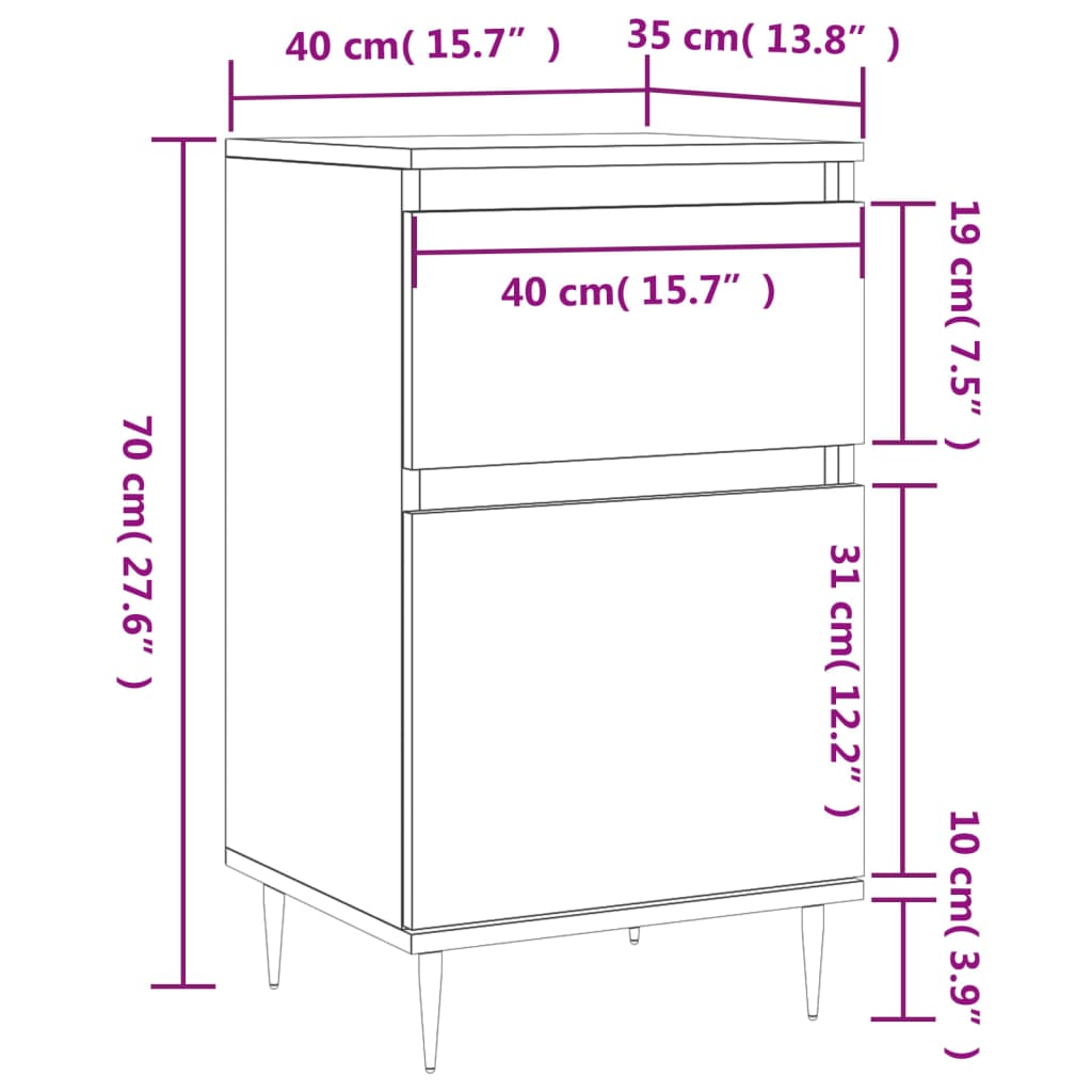 Συρταριέρα Γυαλιστερή Λευκή 40 x 35 x 70 εκ. από Επεξεργ. Ξύλο - Pakobazaar