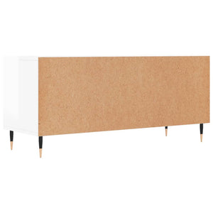 Έπιπλο Τηλεόρασης Γυαλ. Λευκό 100x34,5x44,5 εκ. Επεξεργ. Ξύλο