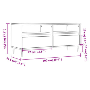 Έπιπλο Τηλεόρασης Γυαλ. Λευκό 100x34,5x44,5 εκ. Επεξεργ. Ξύλο