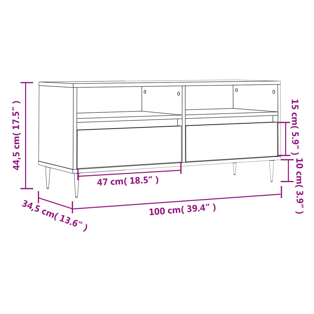 Έπιπλο Τηλεόρασης Γκρι Σκυρ. 100 x 34,5 x 44,5 εκ. Επεξ. Ξύλο - Pakobazaar