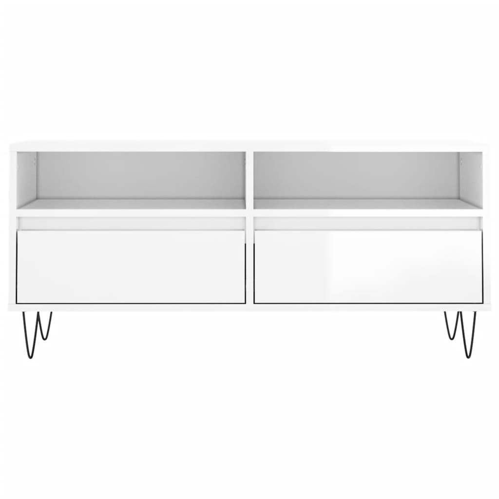Έπιπλο Τηλεόρασης Γυαλ. Λευκό 100x34,5x44,5 εκ. Επεξεργ. Ξύλο