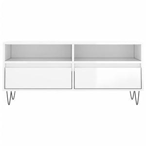 Έπιπλο Τηλεόρασης Γυαλ. Λευκό 100x34,5x44,5 εκ. Επεξεργ. Ξύλο