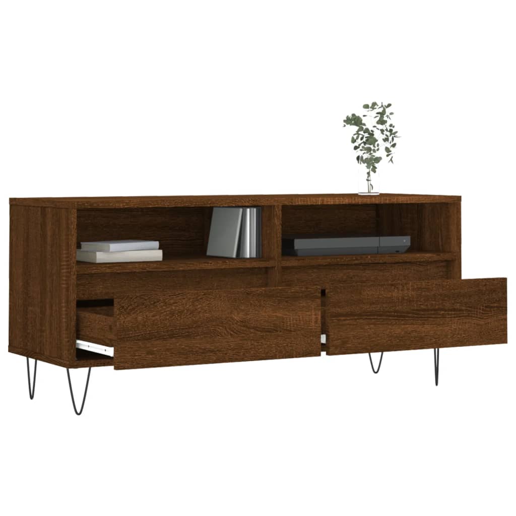 Έπιπλο Τηλεόρασης Καφέ Δρυς 100x34,5x44,5 εκ. Επεξεργ. Ξύλο