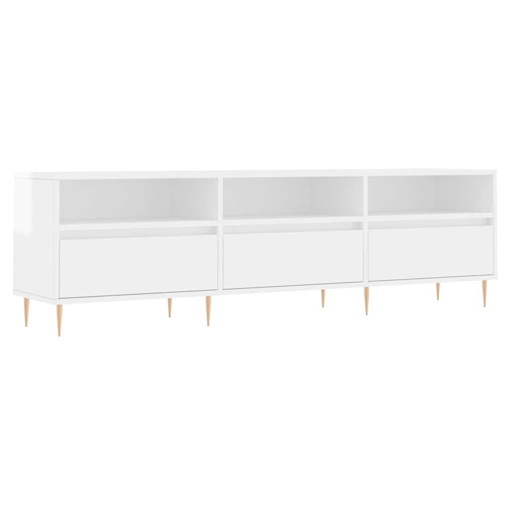 Έπιπλο Τηλεόρασης Γυαλ. Λευκό 150x30x44,5 εκ Επεξεργασμένο Ξύλο