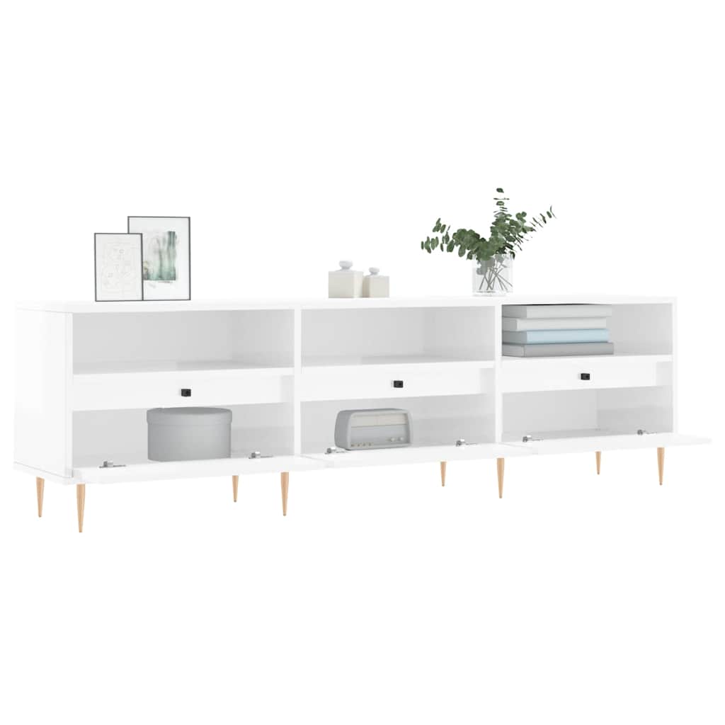 Έπιπλο Τηλεόρασης Γυαλ. Λευκό 150x30x44,5 εκ Επεξεργασμένο Ξύλο