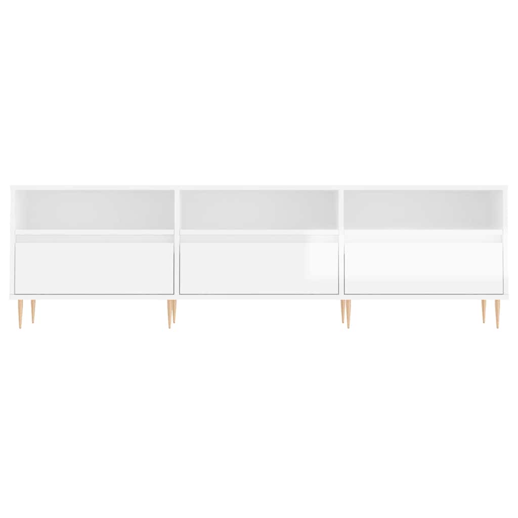 Έπιπλο Τηλεόρασης Γυαλ. Λευκό 150x30x44,5 εκ Επεξεργασμένο Ξύλο