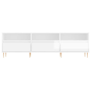 Έπιπλο Τηλεόρασης Γυαλ. Λευκό 150x30x44,5 εκ Επεξεργασμένο Ξύλο
